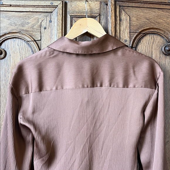 Gianni Bini Avery Long Sleeve Satin Point Collar Neck Faux Wrap Dress - Picture 7 of 13